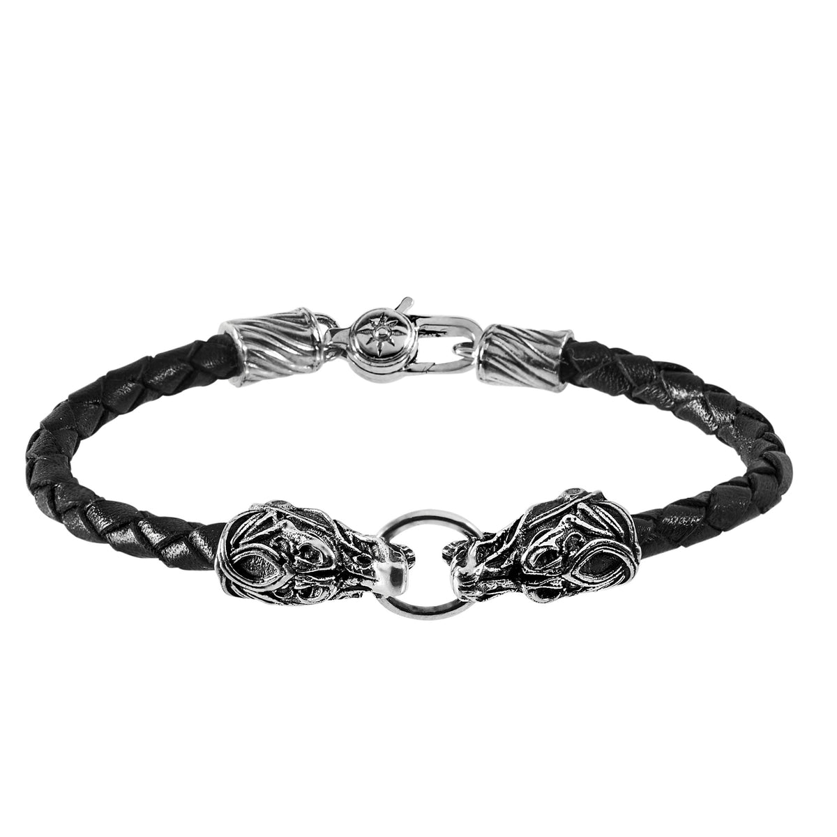 Dragon — срібно-шкіряний браслет 925 REN